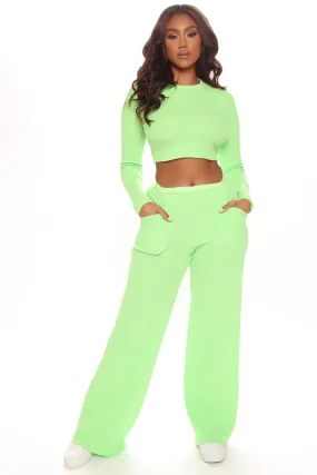 All Around Town Thermal Pant Set - Lime