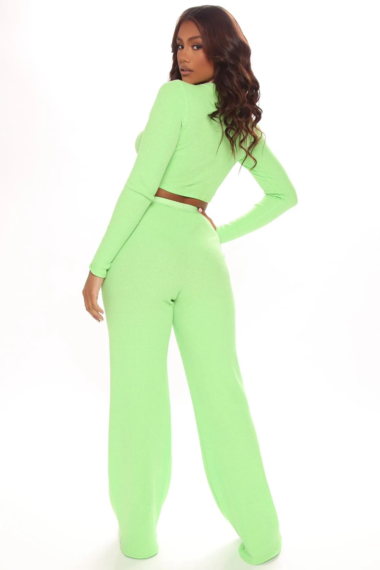 All Around Town Thermal Pant Set - Lime