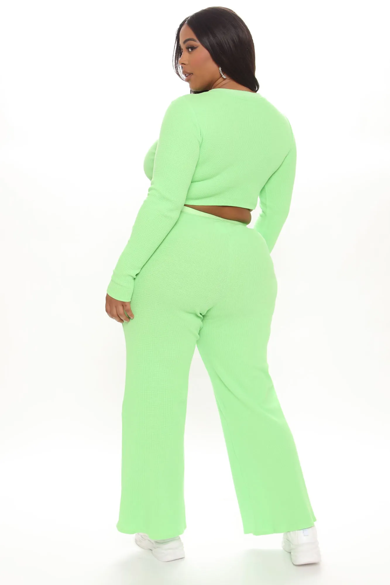 All Around Town Thermal Pant Set - Lime