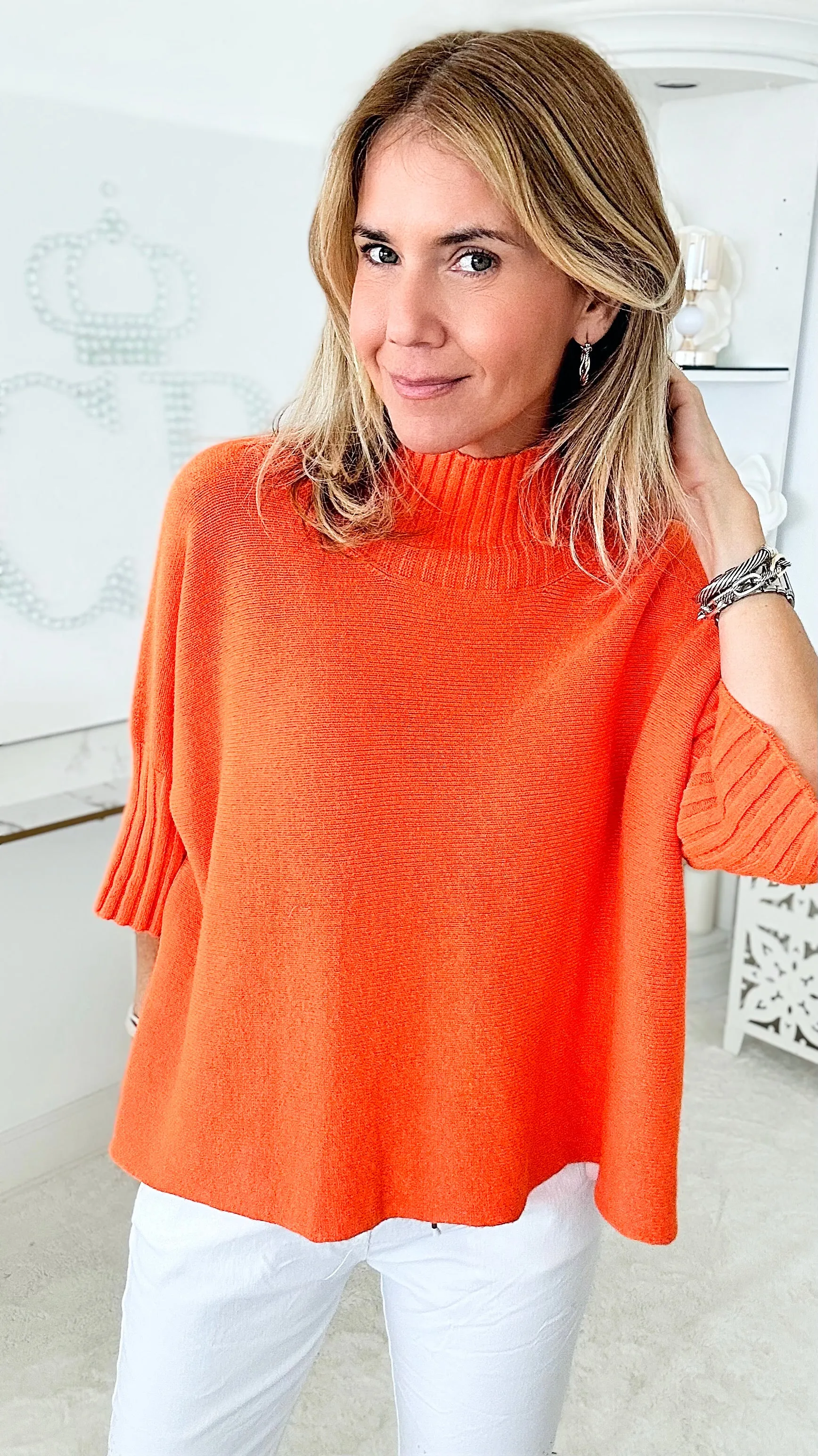 Break Free Italian Sweater Top - Orange