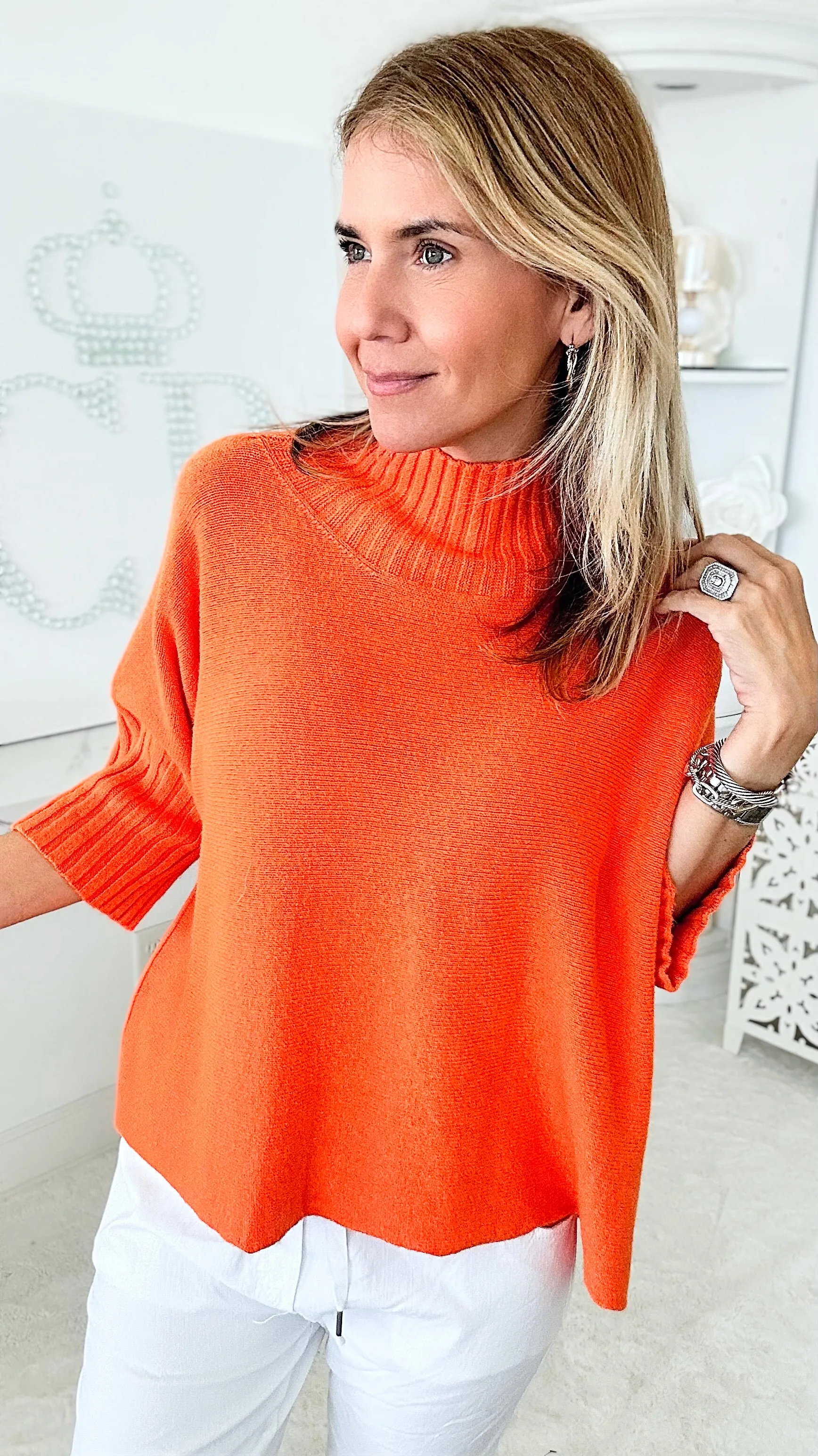 Break Free Italian Sweater Top - Orange