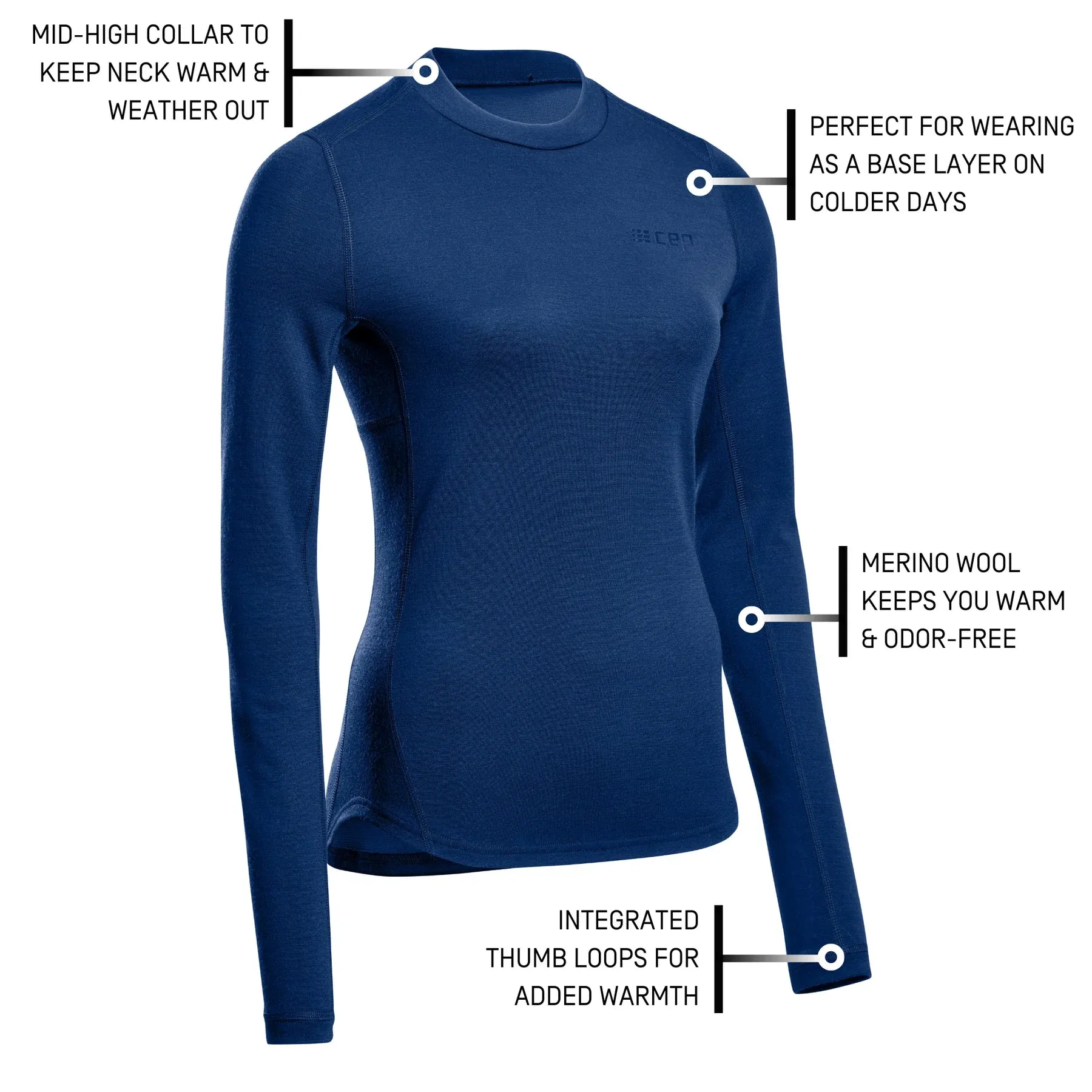 CEP | Cold Weather Merino Long Sleeve | Women's | Blue