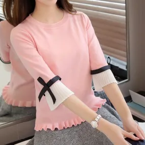 Chiffon Flare Sleeves Sweater for Women
