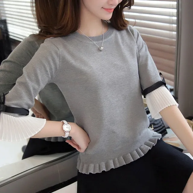 Chiffon Flare Sleeves Sweater for Women