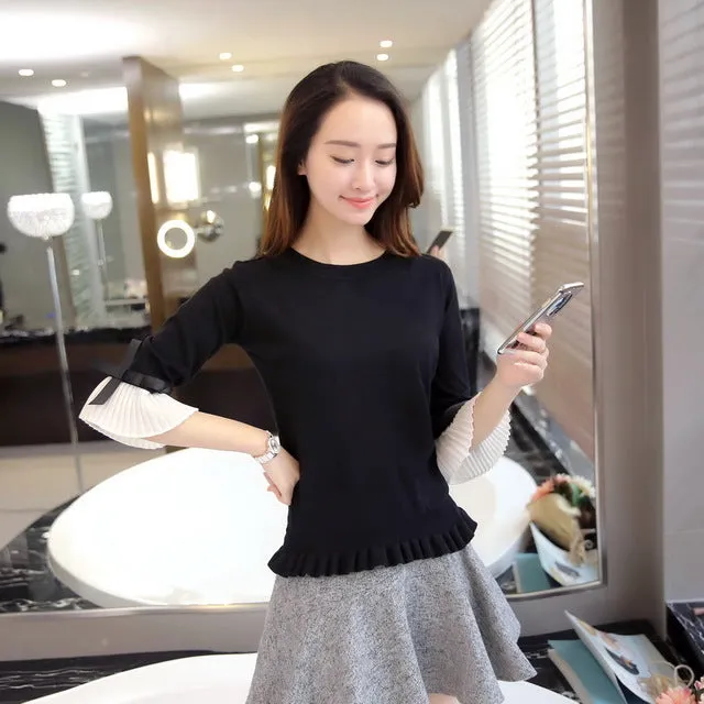 Chiffon Flare Sleeves Sweater for Women