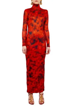 Christoph Rumpf - Long Sleeve Turtleneck Dress: Red