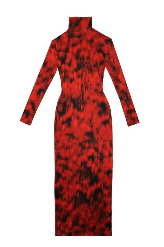 Christoph Rumpf - Long Sleeve Turtleneck Dress: Red