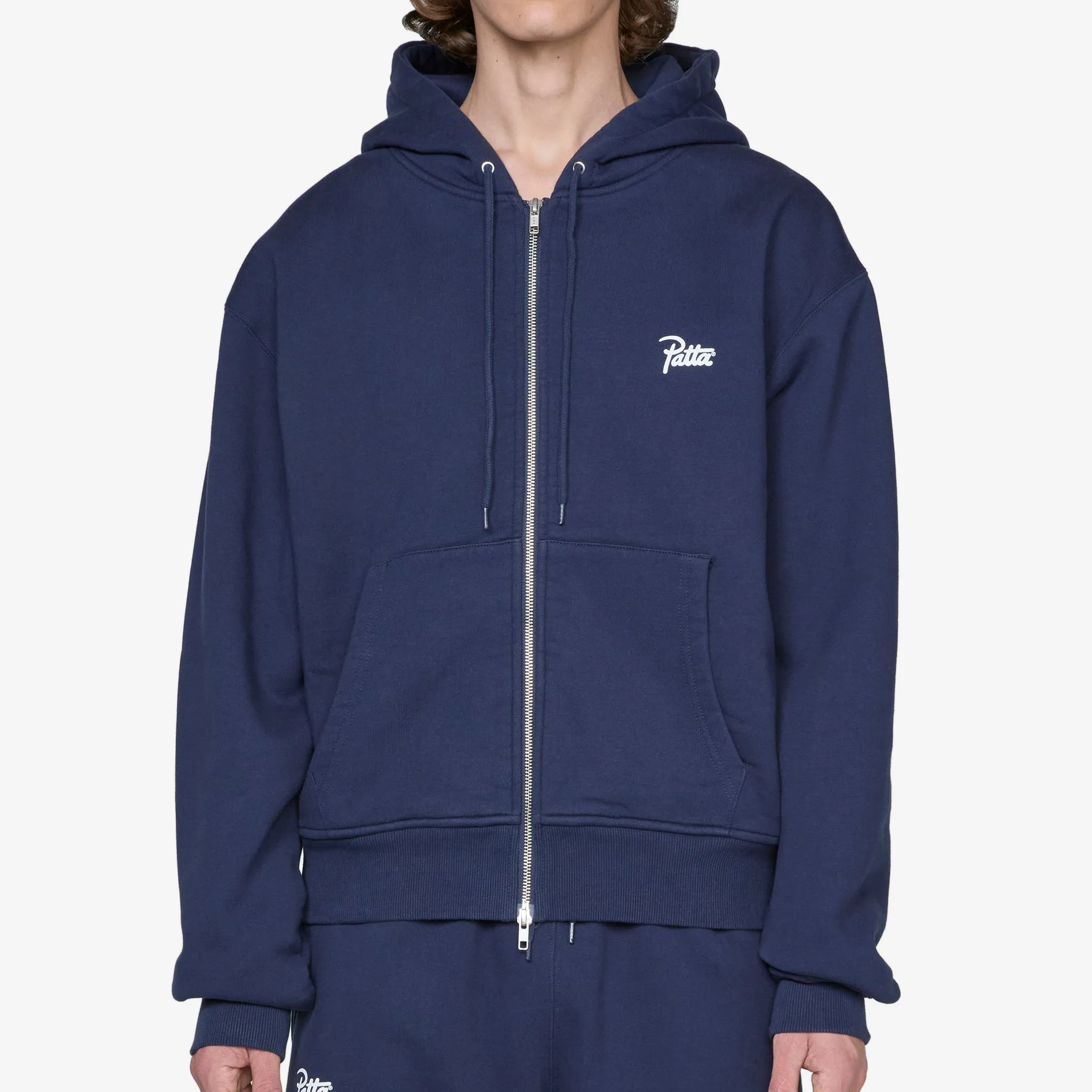 Classic Zip Up Hooded Sweater Black Iris