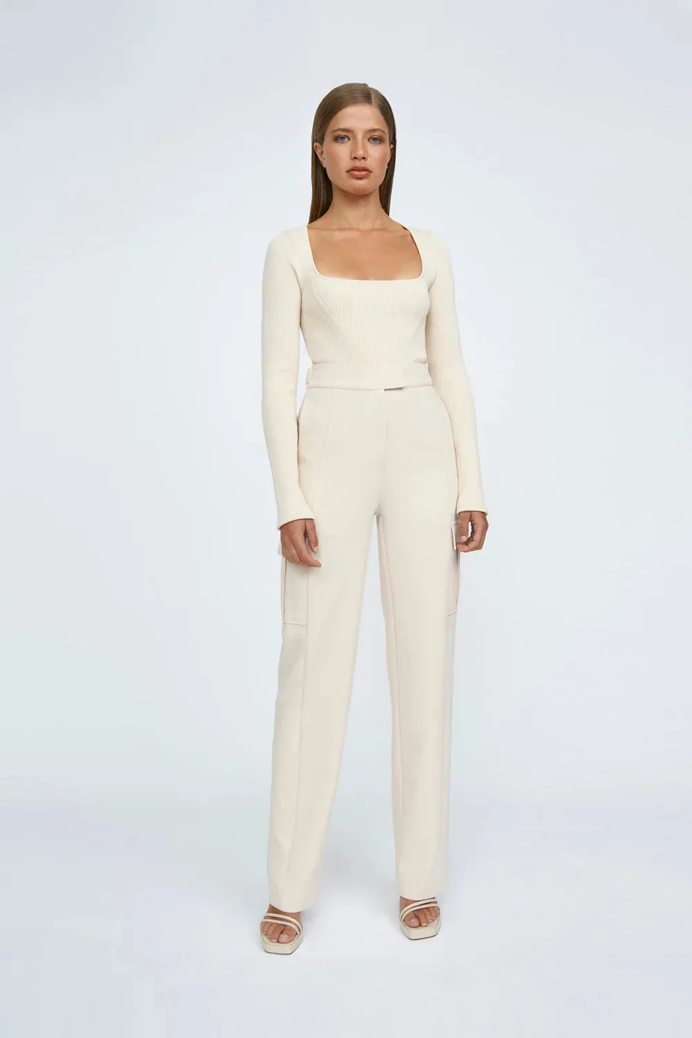 COBIE KNIT TOP - SAND