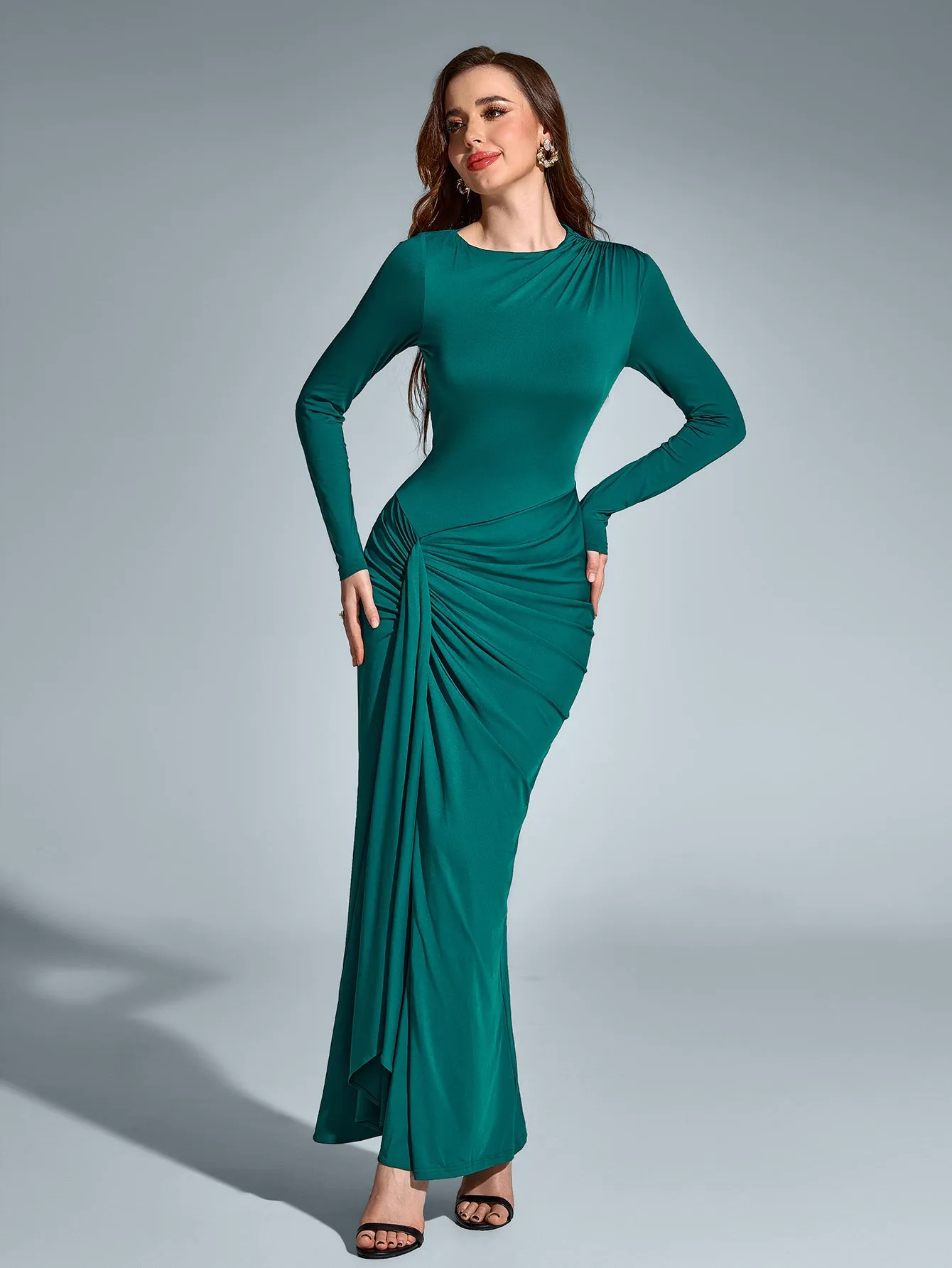 Crisscross Tie Back Ruched Split Thigh Dress