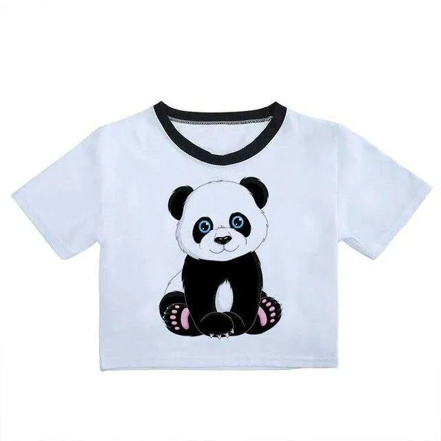 Cute style Panda Crop Top