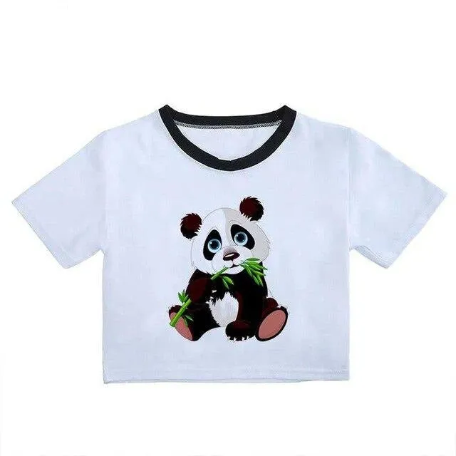 Cute style Panda Crop Top