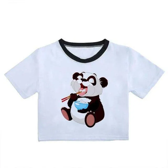 Cute style Panda Crop Top