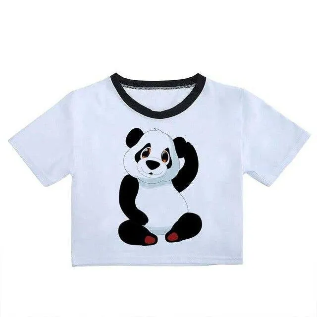 Cute style Panda Crop Top