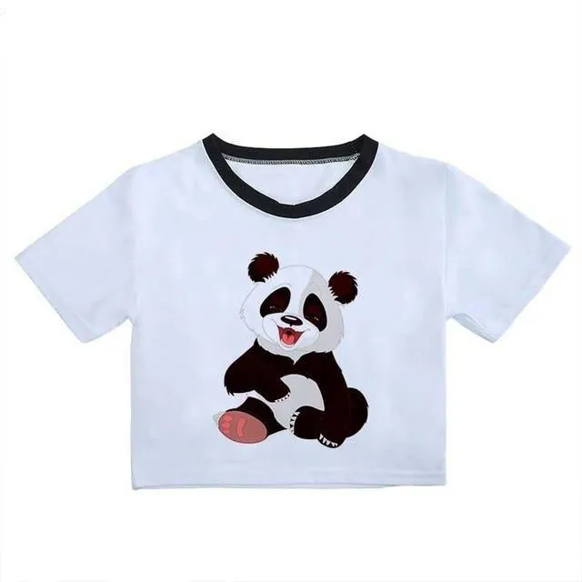 Cute style Panda Crop Top
