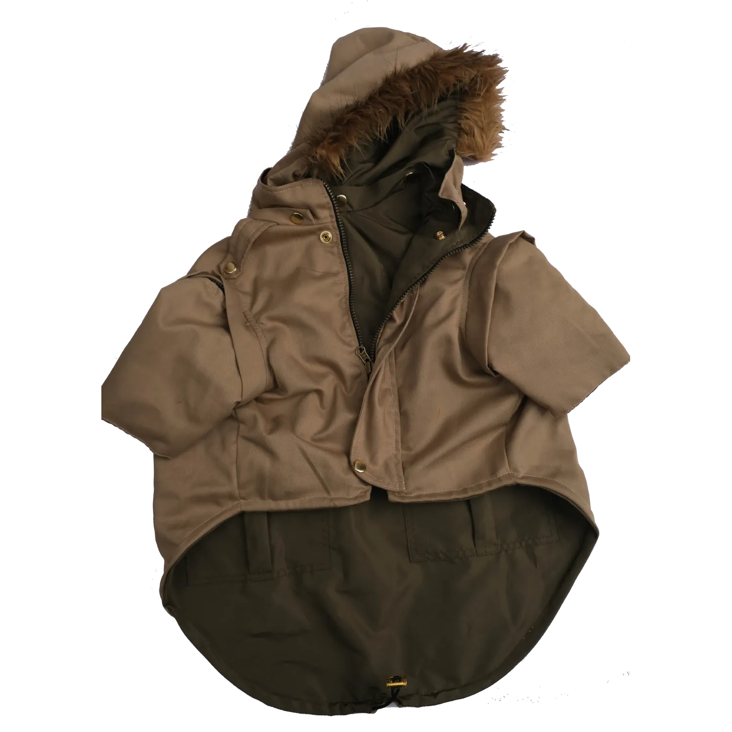 Dog Doble face Parka Military Green/Beige