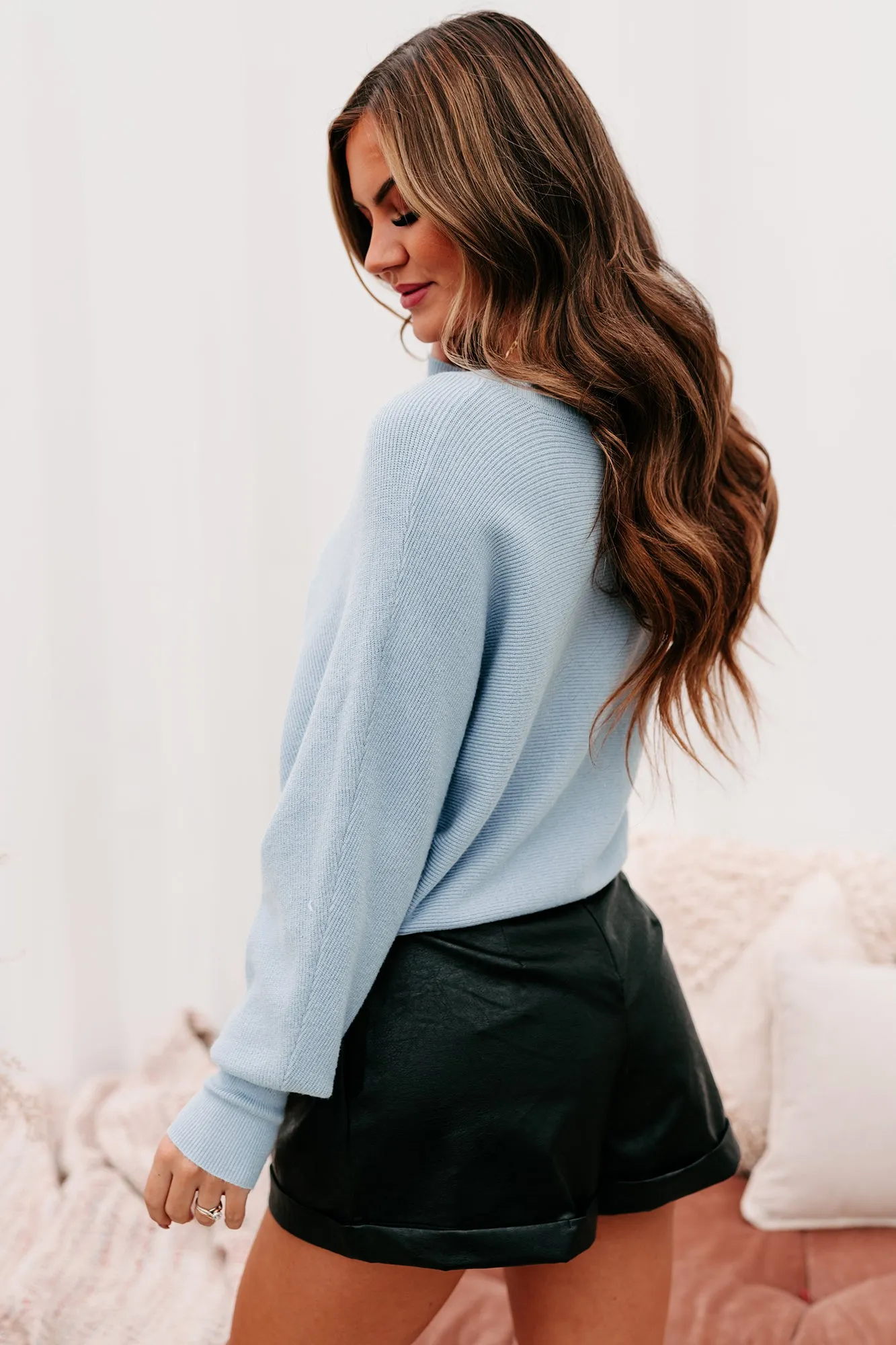 Essential Moment Dolman Sleeve V-Neck Sweater (Smoke Blue)