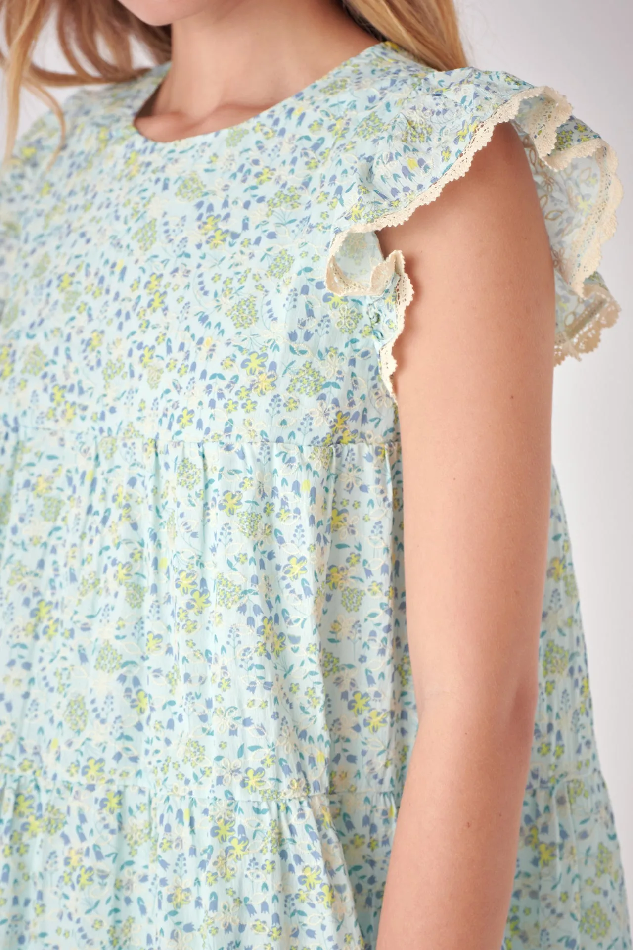 Floral print with Embroidery Babydoll Dress