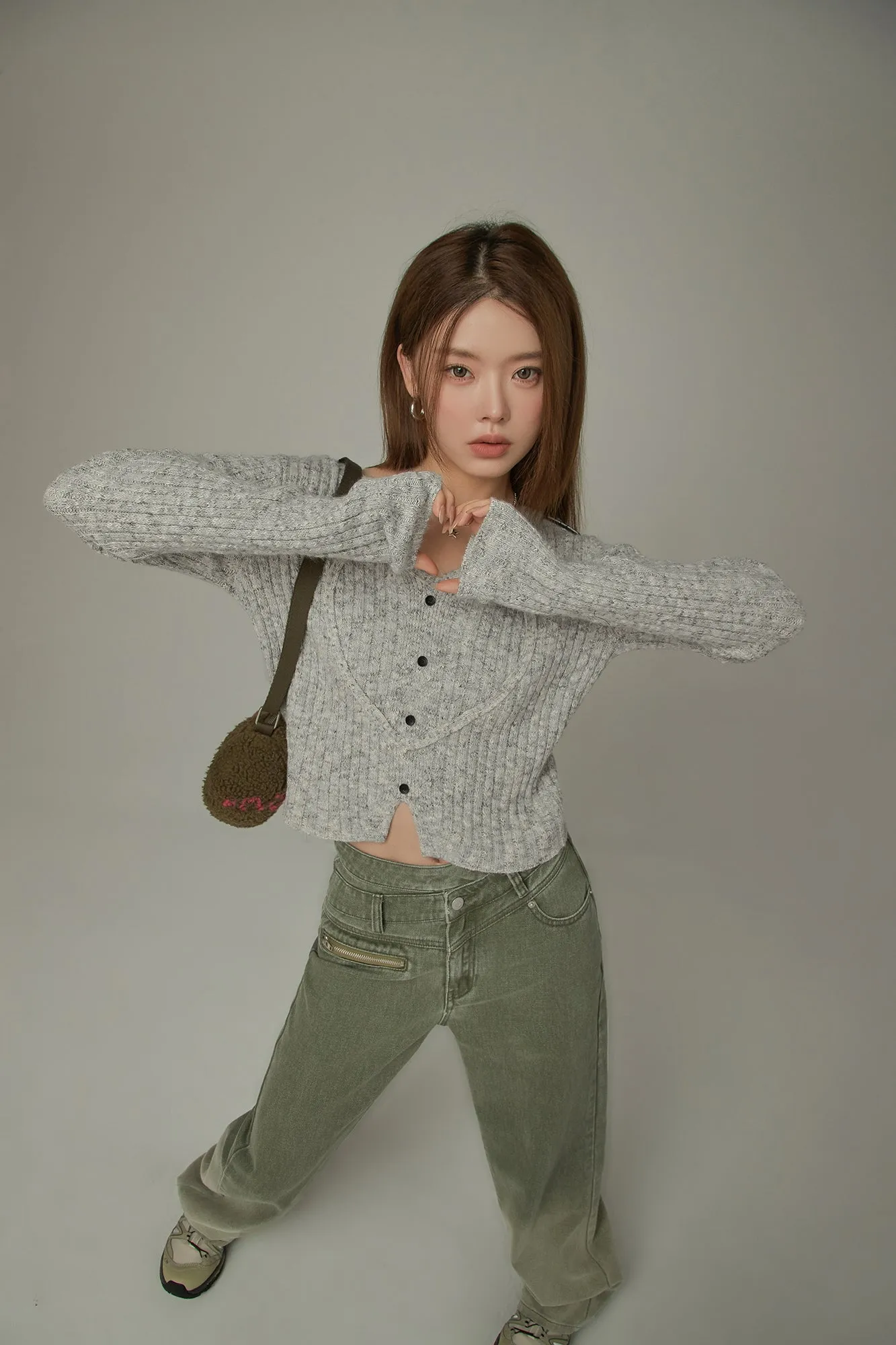 Heart Ribbed Knit Top