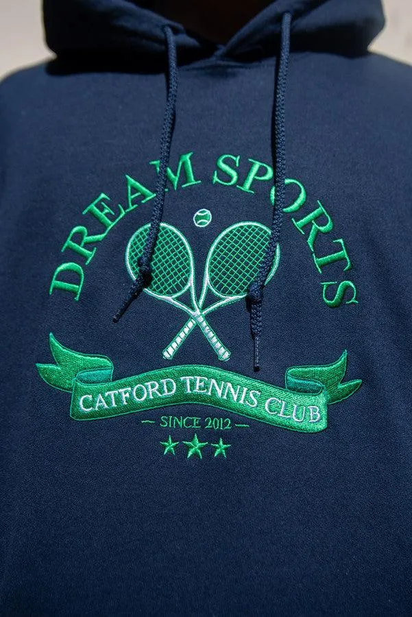 Hoodie in Navy with Catford Tennis Club Embroidery