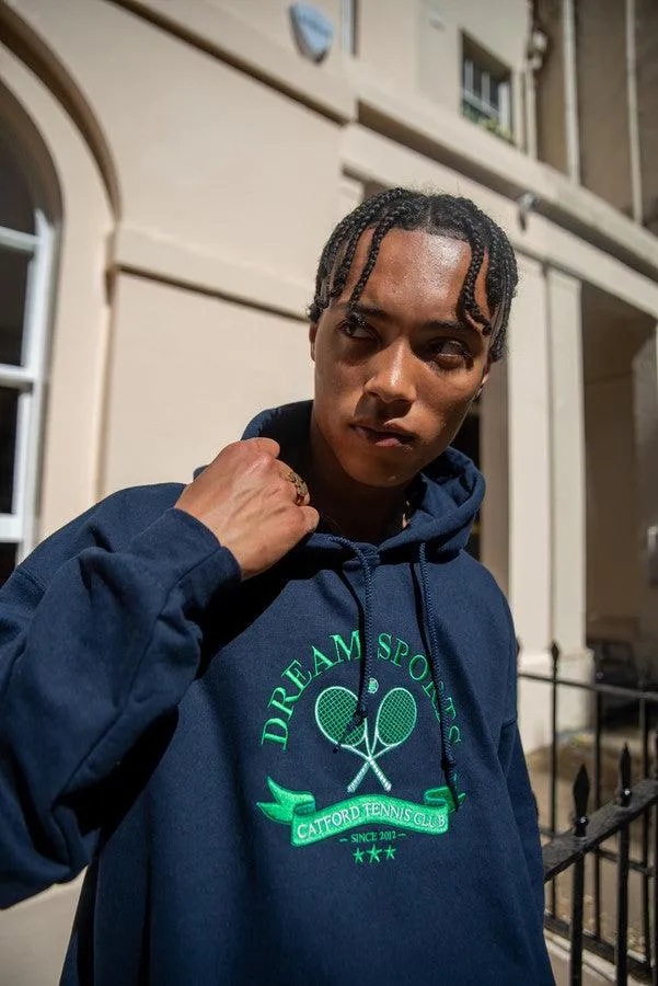 Hoodie in Navy with Catford Tennis Club Embroidery