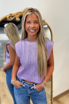 Lacie Metallic Crop Sweater Lavender