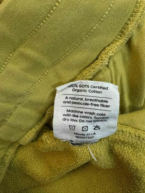 MATE ORGANIC CROP MUSTARD SWEATSHIRT SHORTS SIZE M