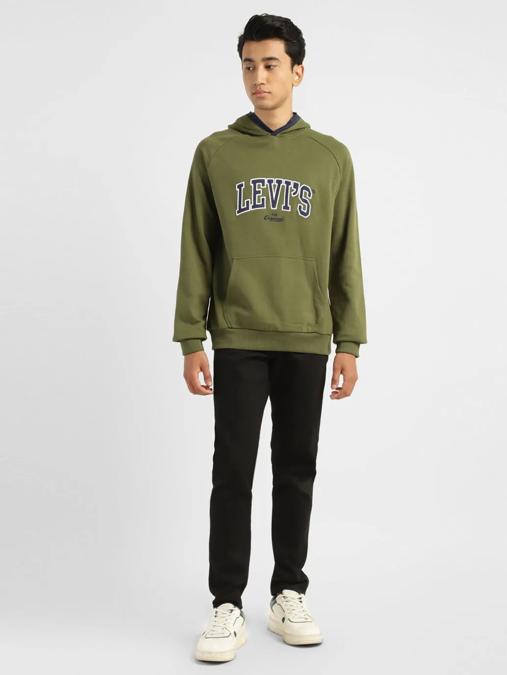 Men's Solid Green Hooded Sweatshirt