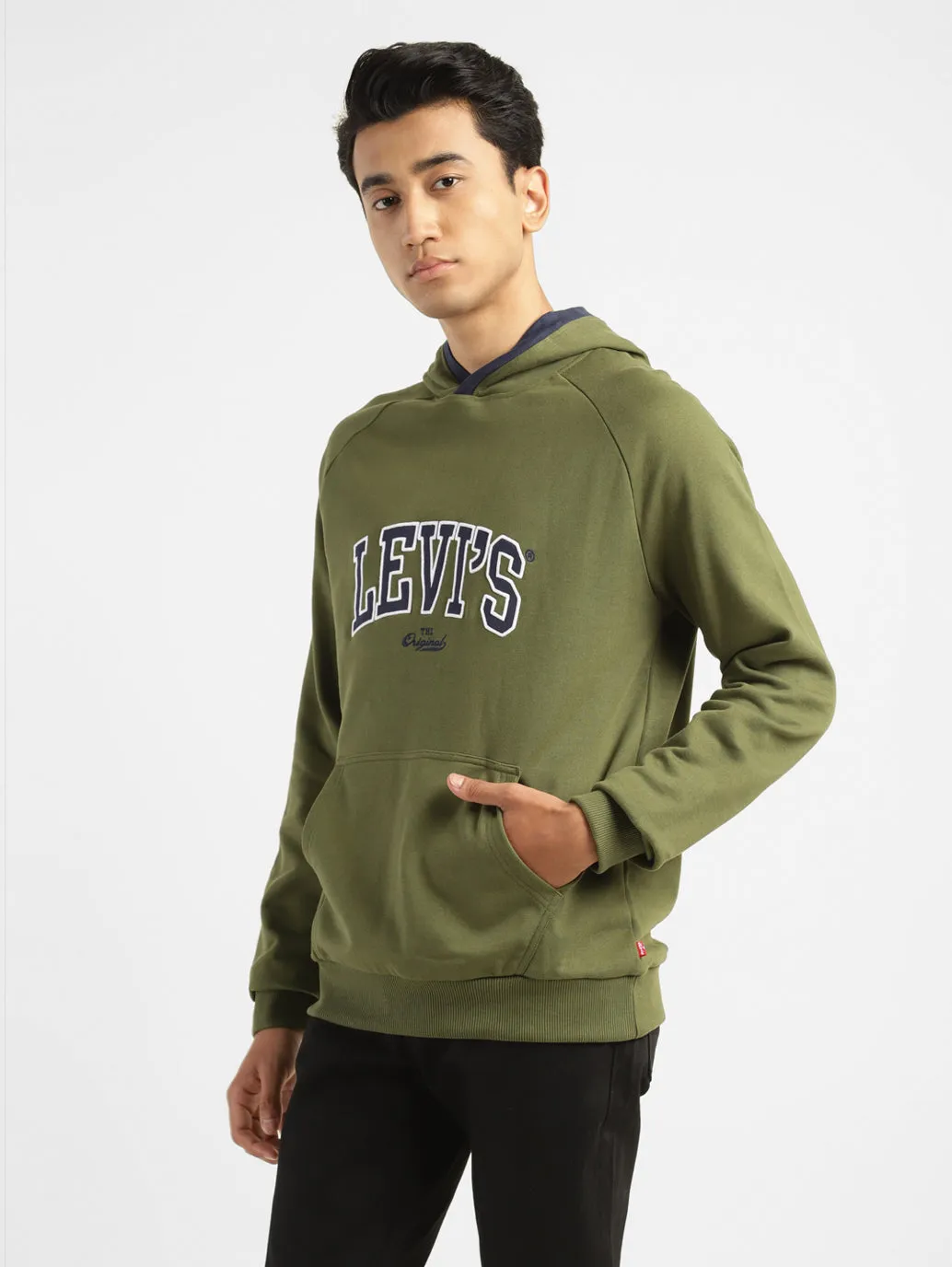 Men's Solid Green Hooded Sweatshirt