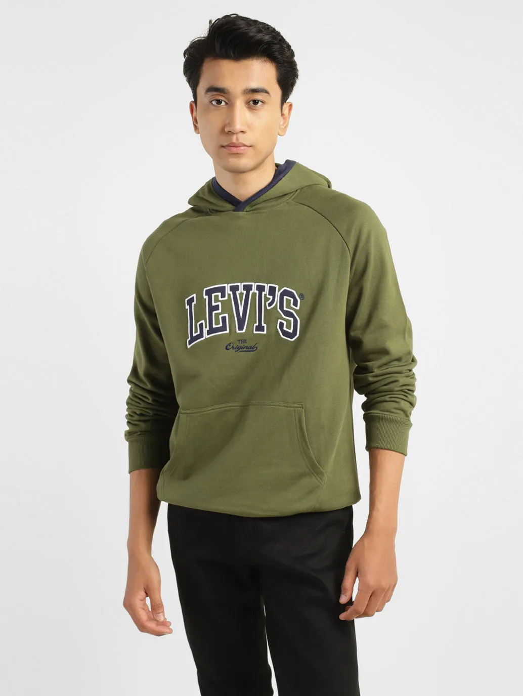 Men's Solid Green Hooded Sweatshirt