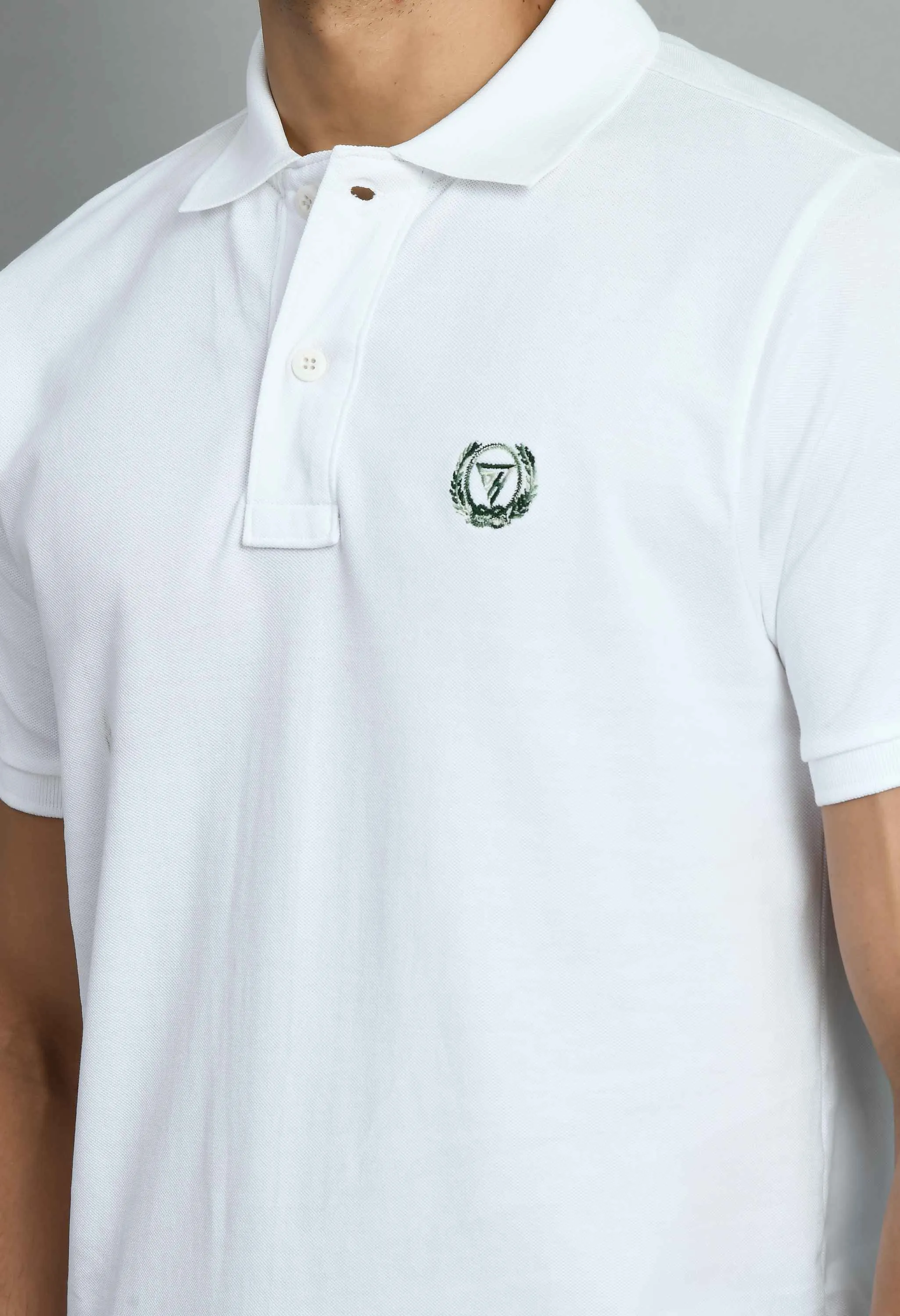 Men's Solid White Polo T-Shirt