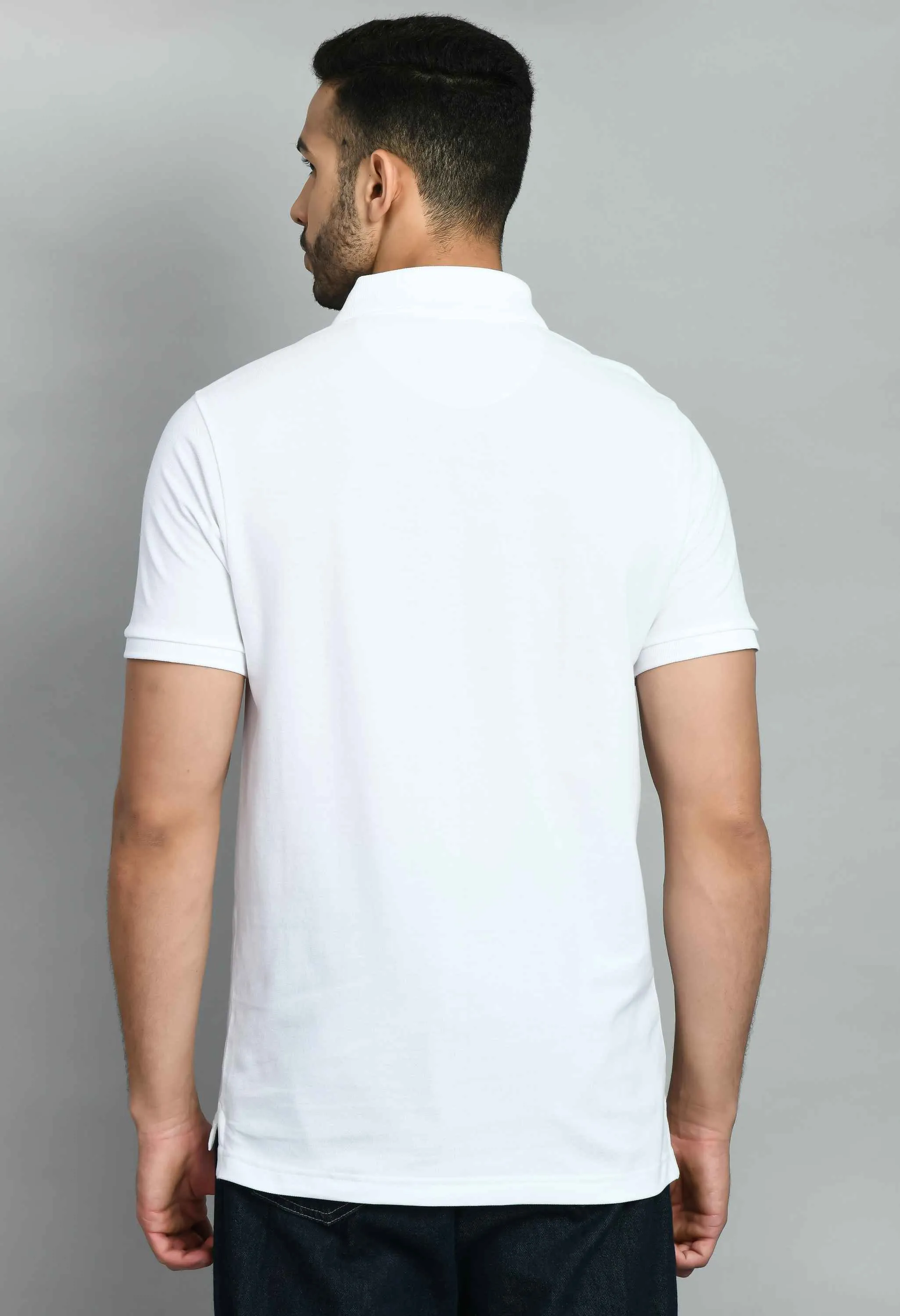 Men's Solid White Polo T-Shirt