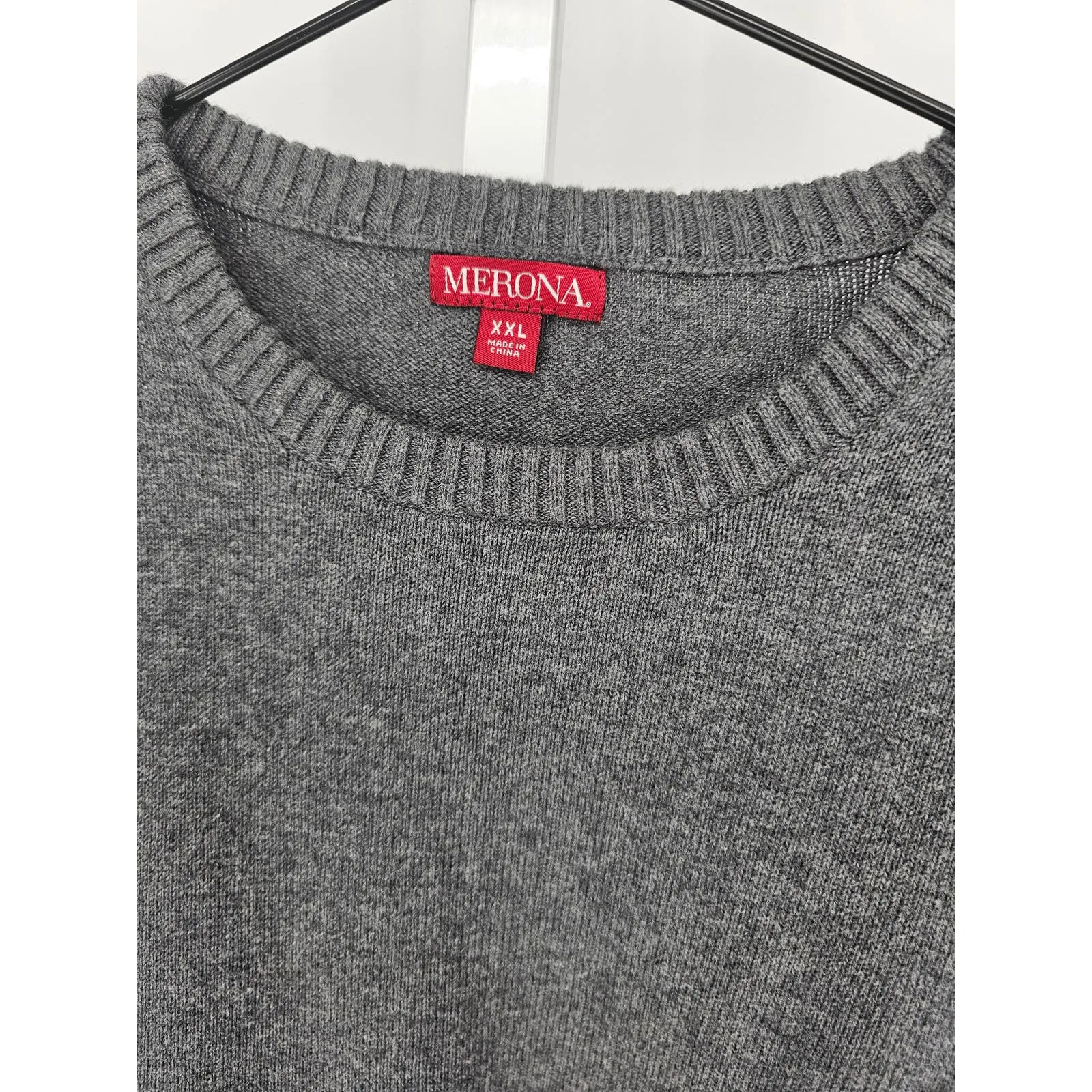 Merona Mens Sz XXL 100% Cotton Crew Neck Sweater Gray