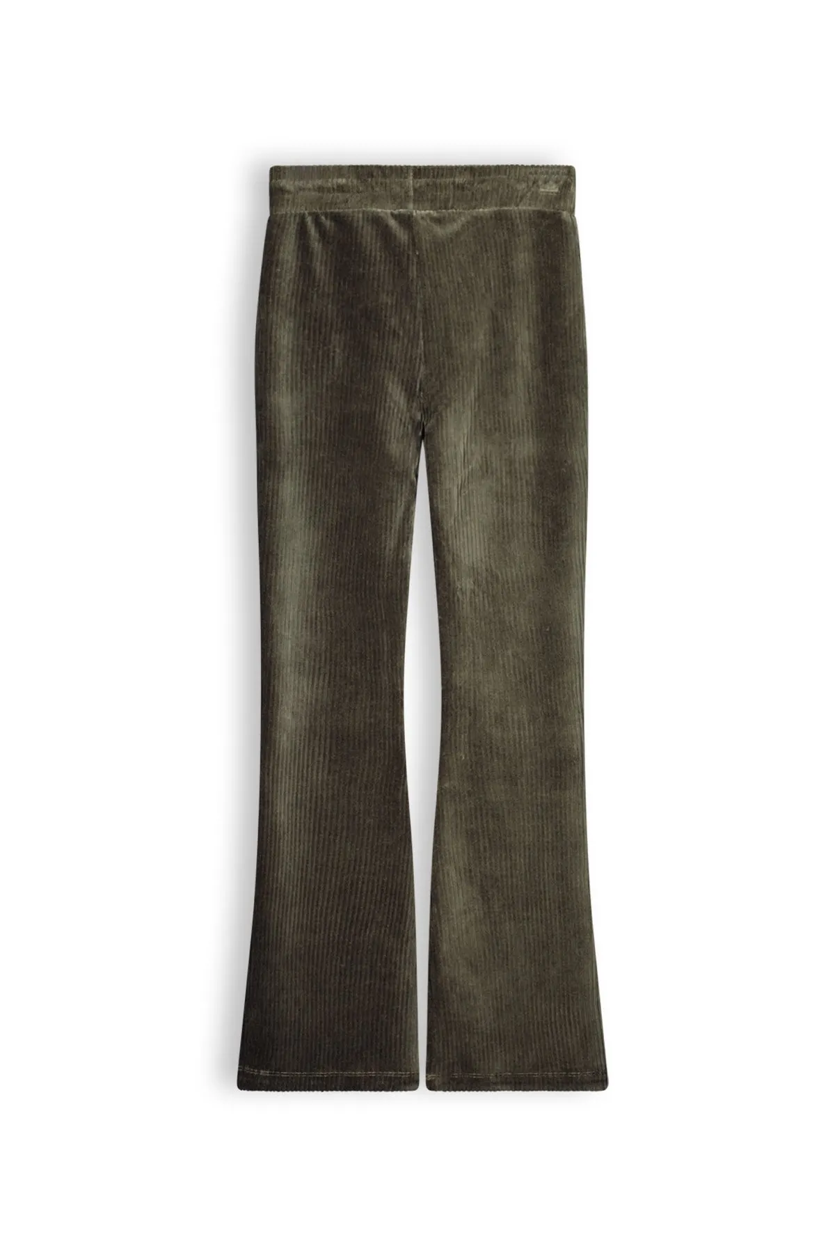 NoBell Sada girls velvet rib flared pants olive green