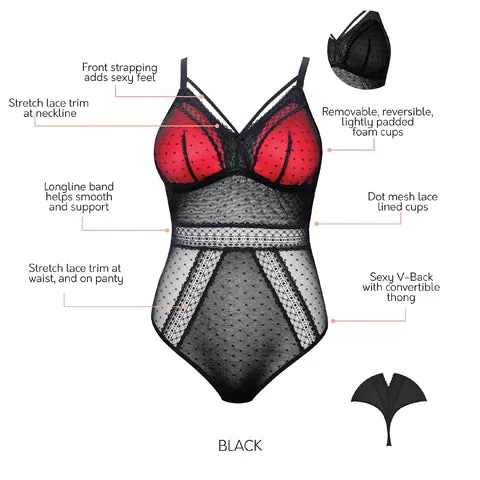 Parfait Mia Dot Bodysuit Plus Black