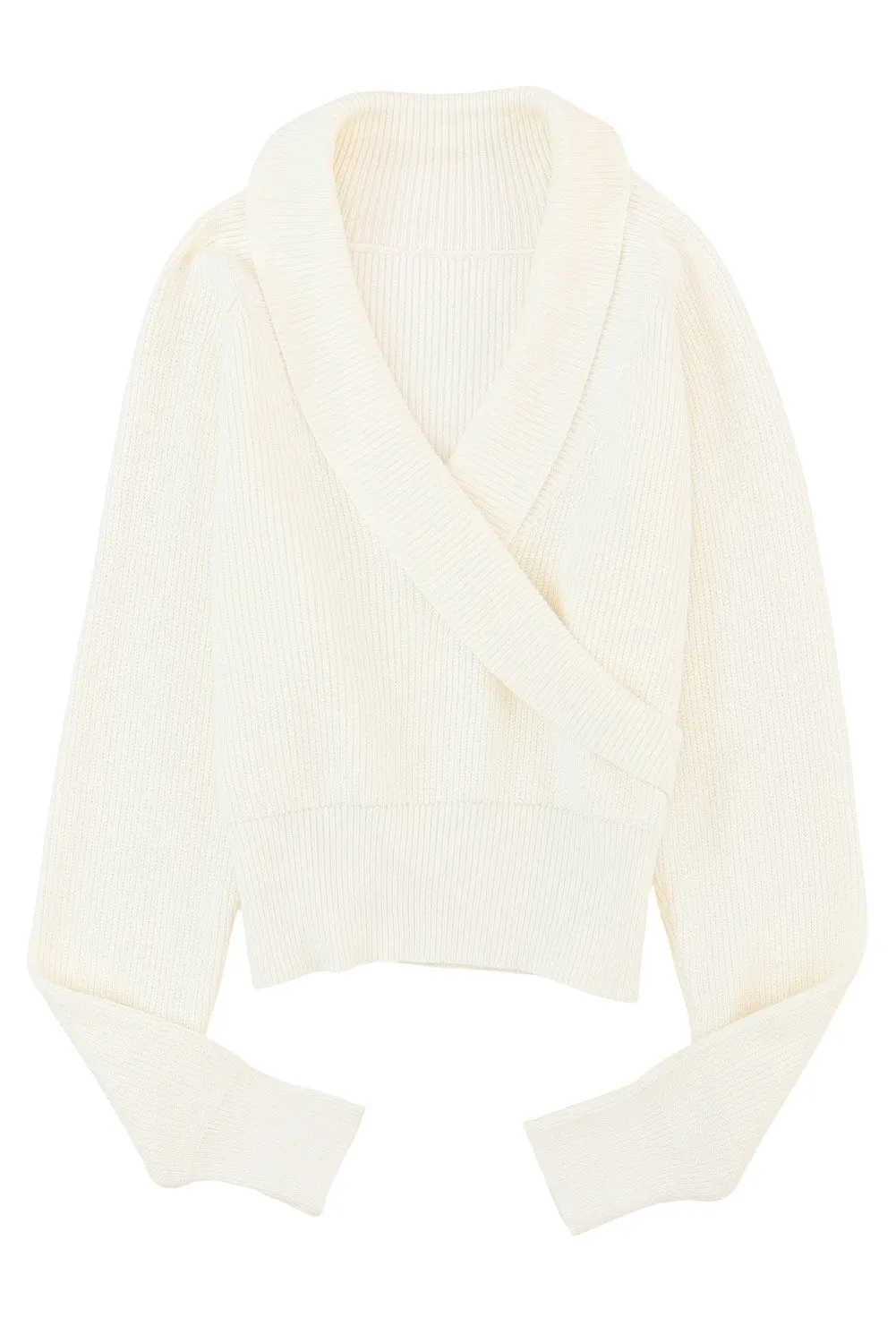 Ribbed Surplice Crop Sweater