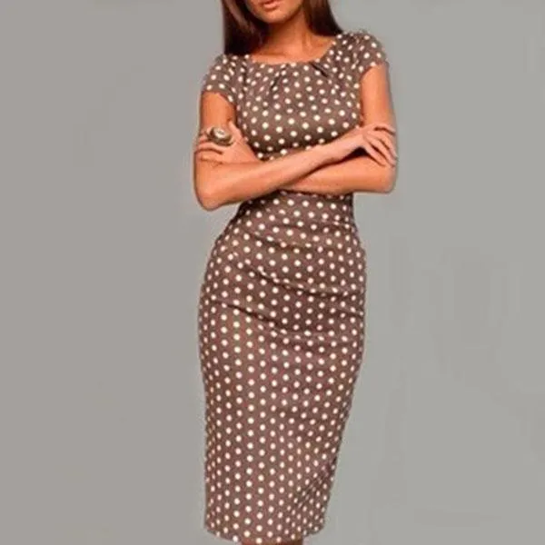 Sexy Polka Dot Short Sleeve Bodycon Dress