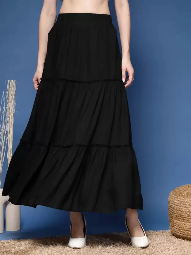 Simple Chic Black Flared Skirt