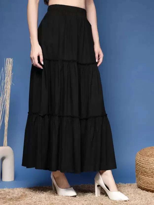 Simple Chic Black Flared Skirt