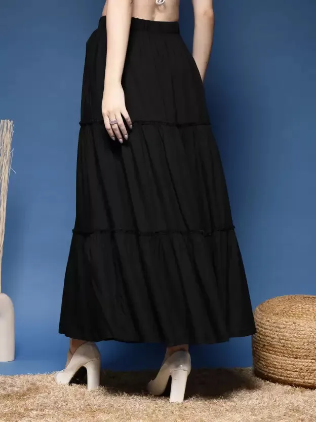 Simple Chic Black Flared Skirt