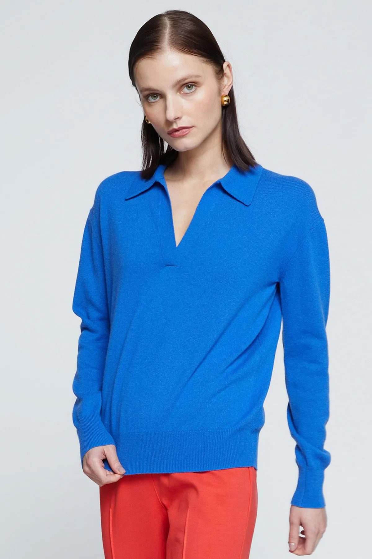Stateside Johnny Collar Sweater in Club Blue