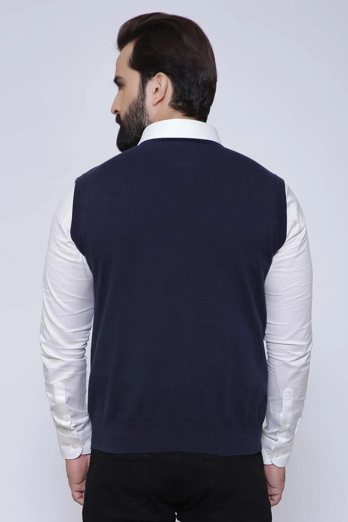 SWEATER V NECK SLEEVE LESS NAVY
