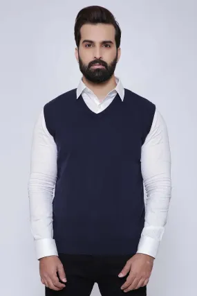 SWEATER V NECK SLEEVE LESS NAVY