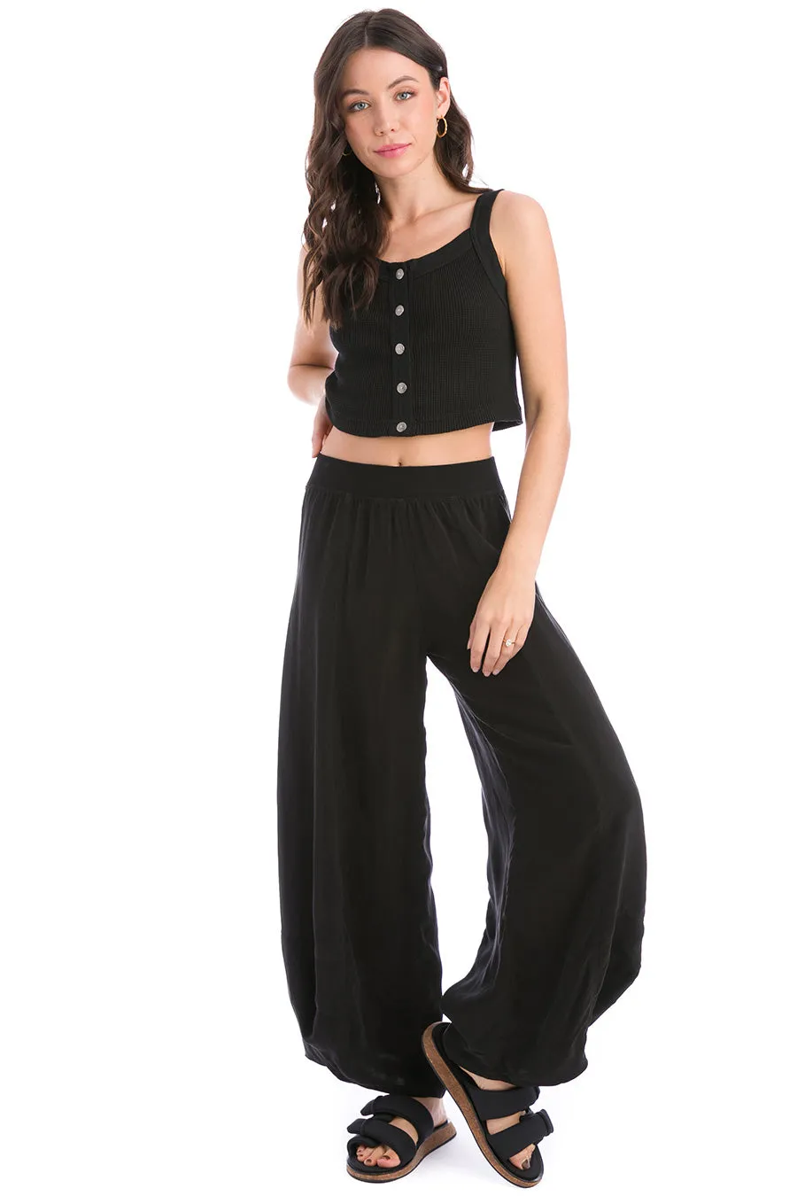 Vintage Thermal Snap Front Crop Tank