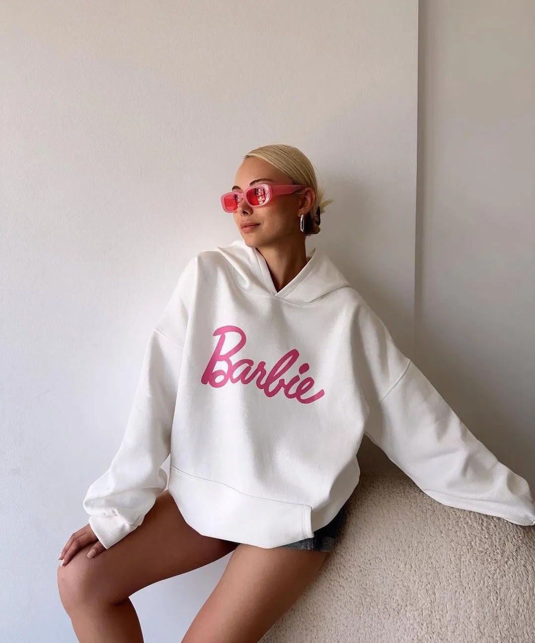 Viral Barbie Printed Retro Casual Versatile Hoodie For Girls