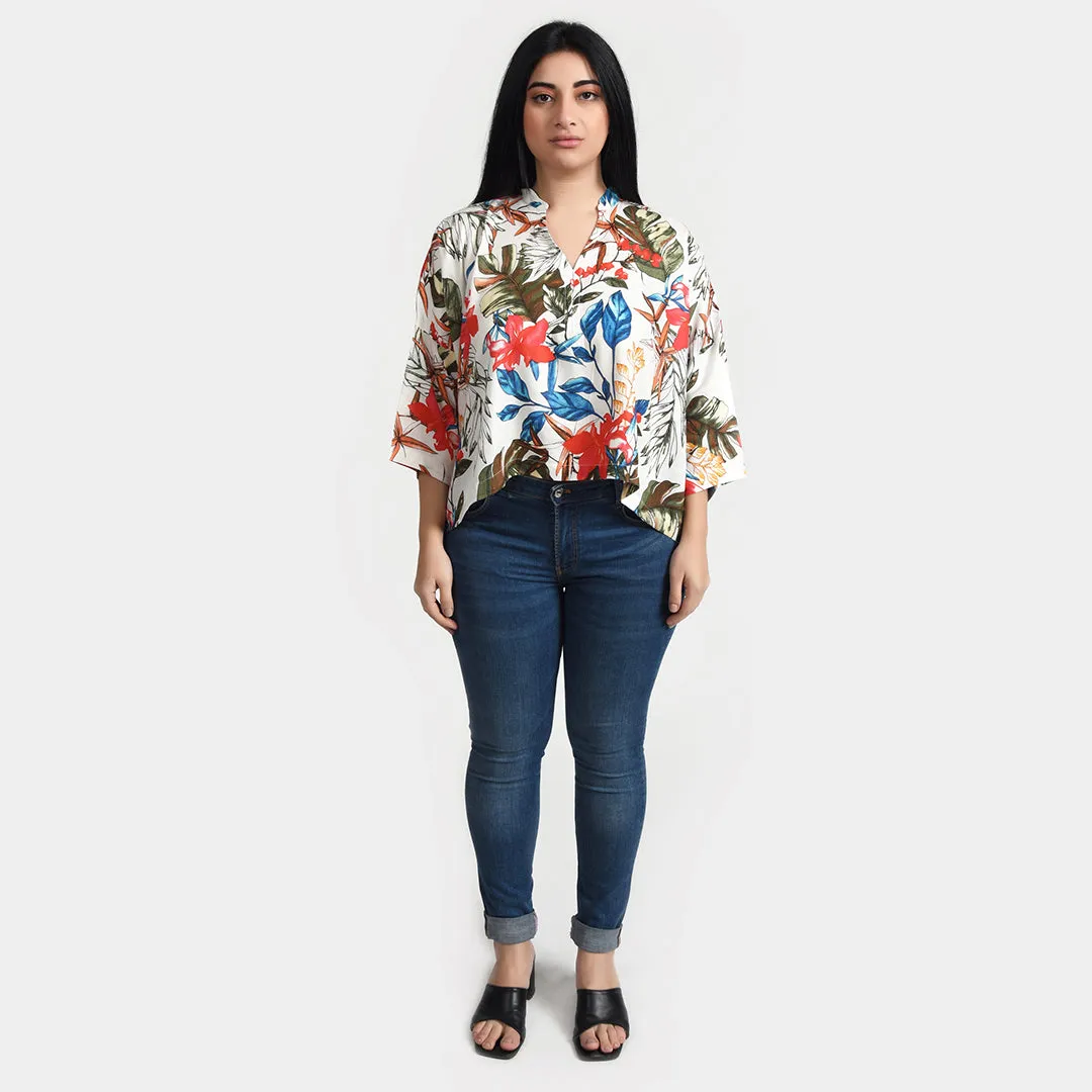White Leaves Crop Top OneSize 8-18