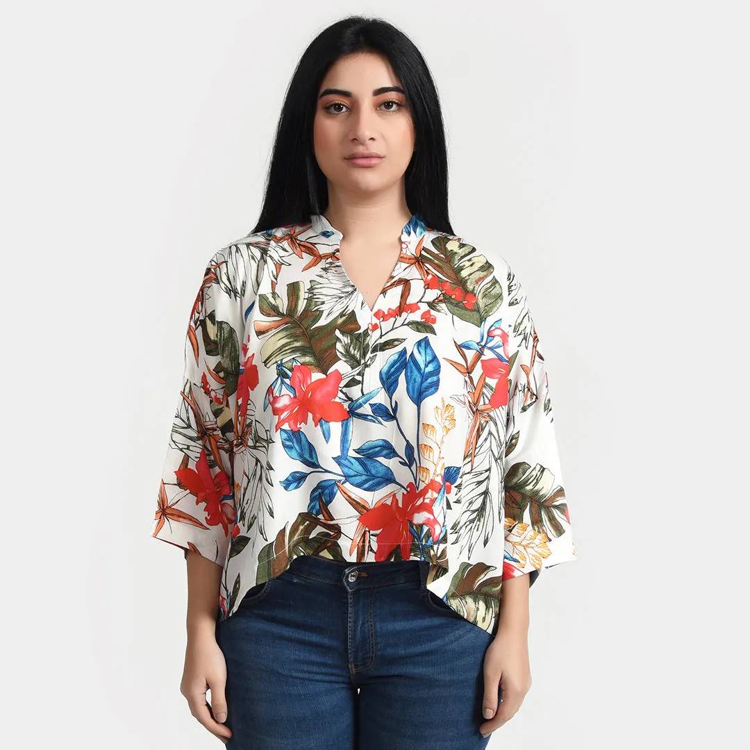 White Leaves Crop Top OneSize 8-18