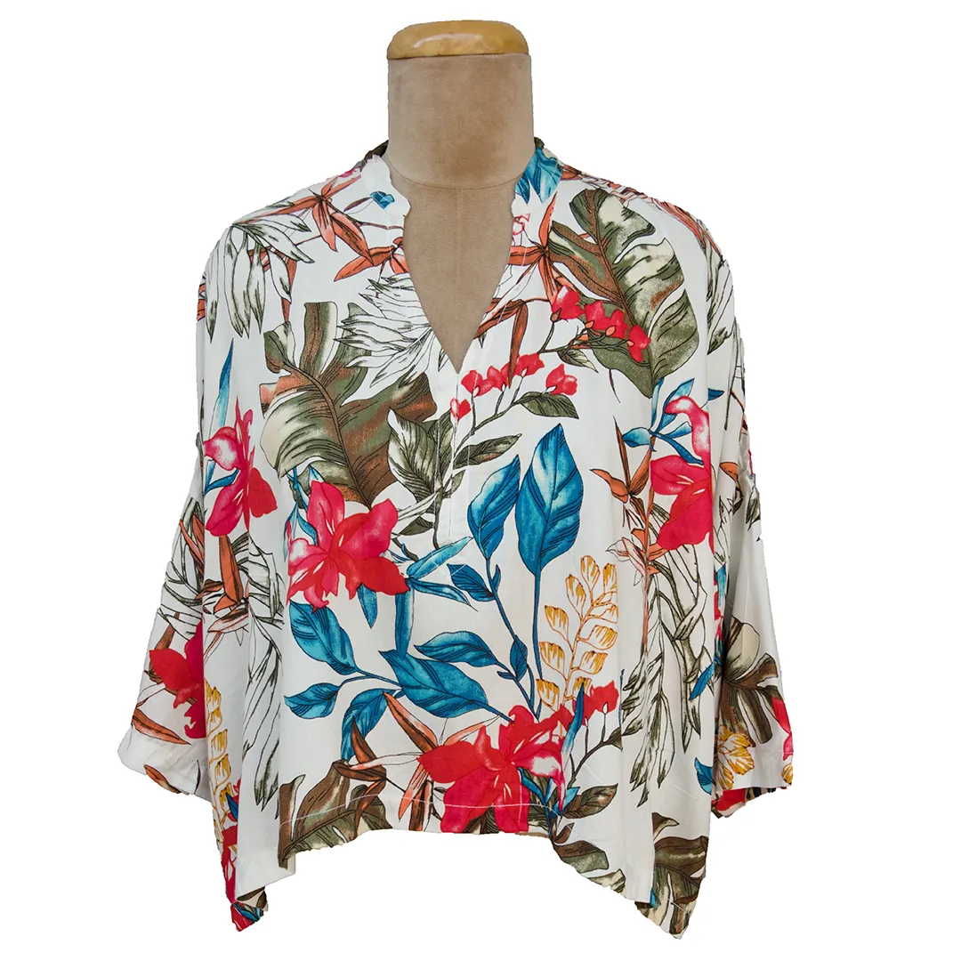 White Leaves Crop Top OneSize 8-18