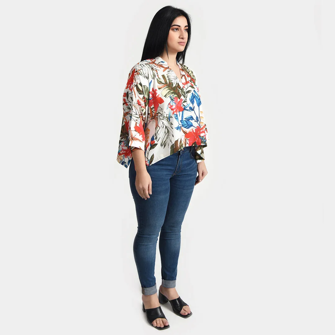 White Leaves Crop Top OneSize 8-18