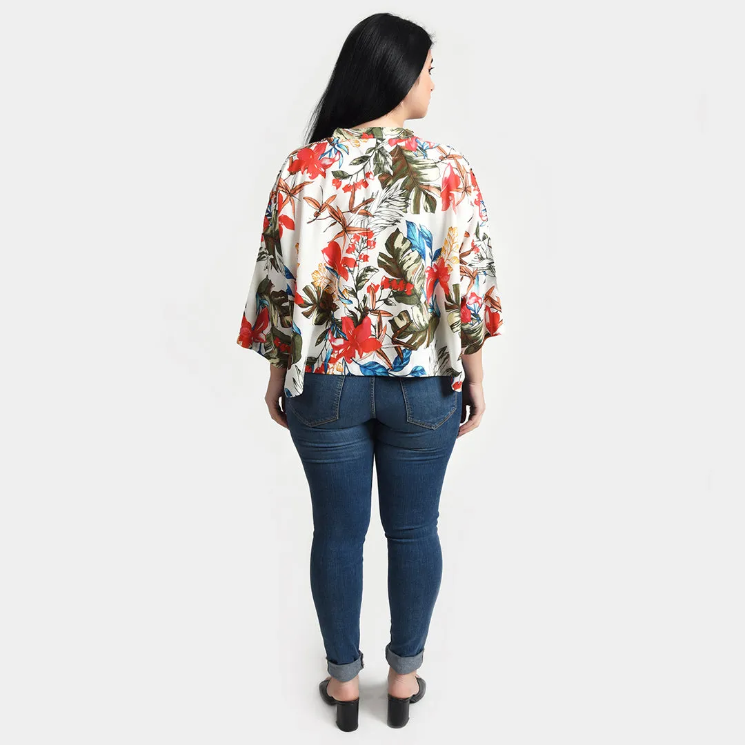 White Leaves Crop Top OneSize 8-18